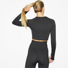 Load image into Gallery viewer, Essential Seamless Long Sleeve Crop Top - Black
