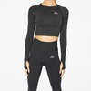 Load image into Gallery viewer, Essential Seamless Long Sleeve Crop Top - Black